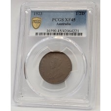 AUSTRALIA 1923 . HALF 1/2  PENNY . PCGS XF45